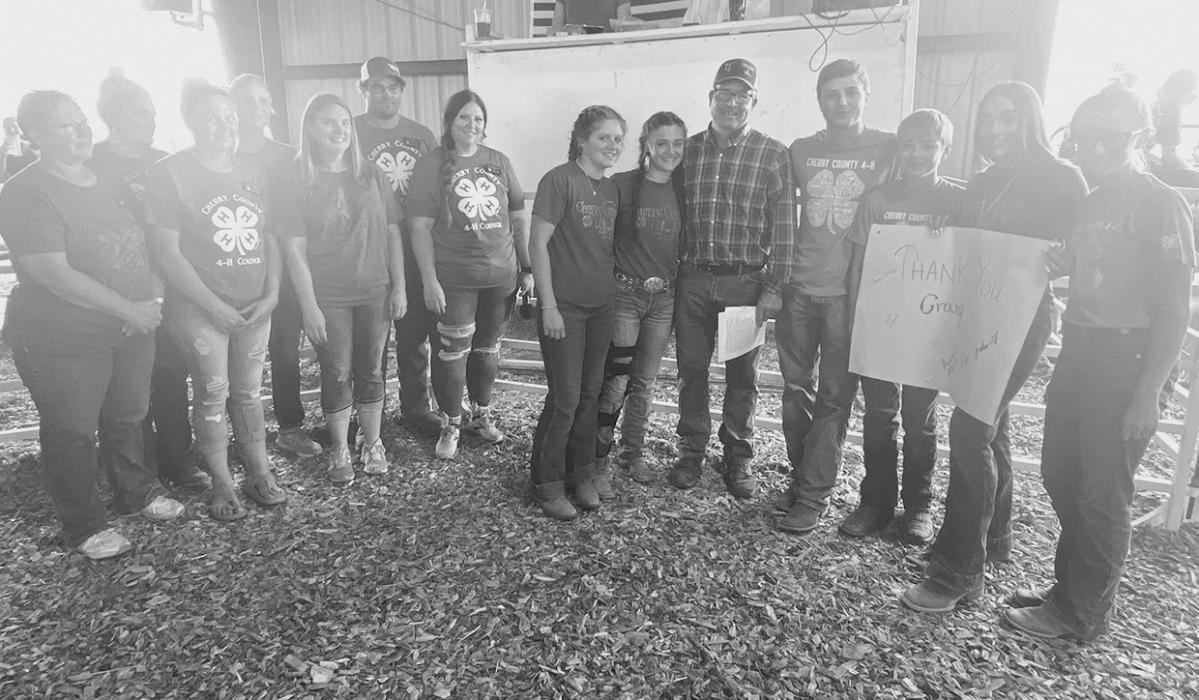 Cherry County 4-H Council members, along with 4-Hers, presented Craig O’Kief the Friend of 4-H Individual Award. 4-H members are pictured from L to R: Jocelyn Jordan, Sophia Jordan, Gavin Sandoz, Gage Sandoz, Ariana Blume, Madysyn Bopp.