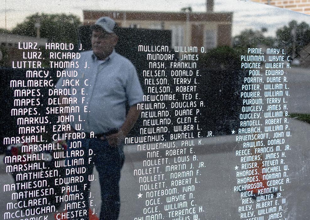 Reflections of those who have served. Pictured above is the Vietnam Memorial and below is the Korean War Memorial with all the names that were gathered by the Cherry County Veterans Memorial Committee. The project is now completed after eight years of set backs, including COVID. The memorials are in front of the Cherry County Justice Center and were made by Hoffman Monuments. It was with community donations that helped fund the project. Photos by Laura Vroman