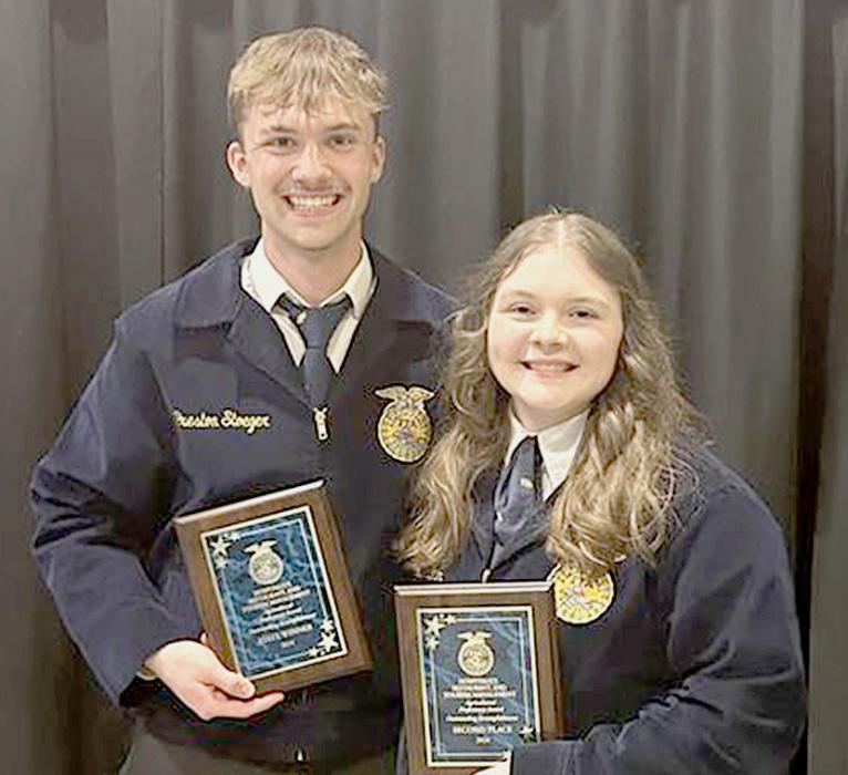 Preston Stoeger, first place Hospitality, Restaurant, Tourism Management Proficiency; Emma Kreutner, second place Hospitality, Restaurant, Tourism Management Proficiency.