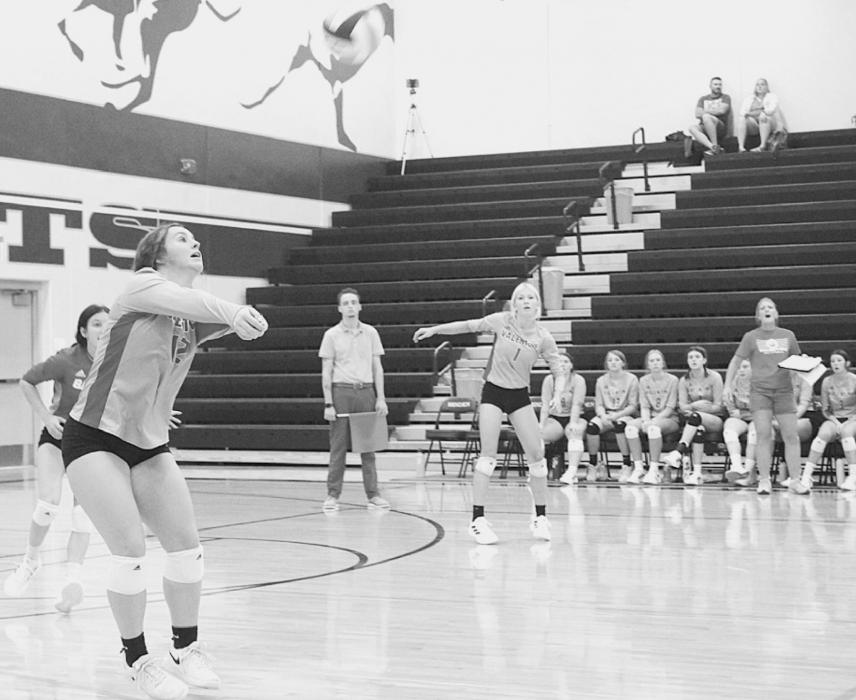 Ava Reagle bumps the ball and gets it ready for the setter. Photos by Mary Reagle