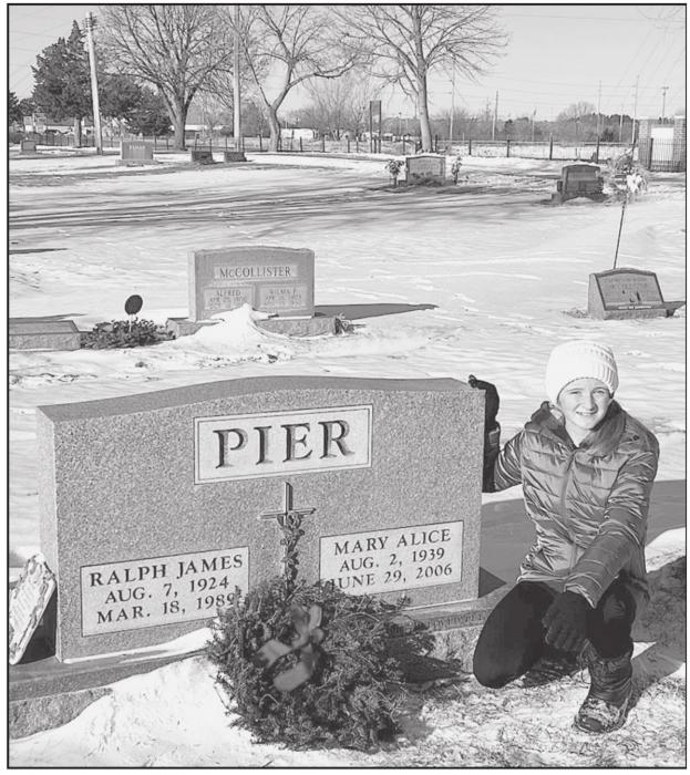 Maddy Bopp, pictured, and Greyson Swan raised funds for Wreaths Across America to cover all the veterans graves in Valentine and Wood Lake cemeteries.