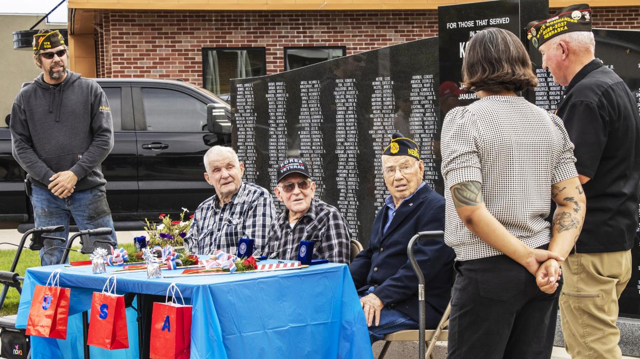 Pictured are from L to R: Tim Witte, Gilbert Witte, Dick Stiefel,Sam Miles, Rex Gallino, and Ashley Blume-Vackiner. Photo by Tina Boone