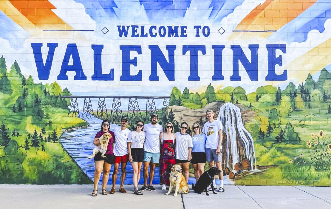 Alex Schubauer and wife Molli from Omaha and her family from Texas and Louisiana were here for the weekend. Before leaving Sunday morning they stopped for this pic. Whoever was painting took this. It turned out great and think there will be lots of photos taken there!