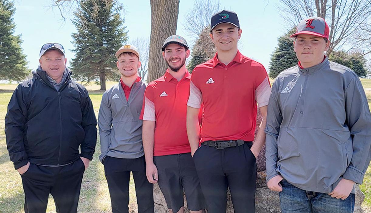Pictured are from L to R: Coach Devin Muirhead, Logan Muirhead, Sean Springer, Ben Butcher, and Brayden Grubham.