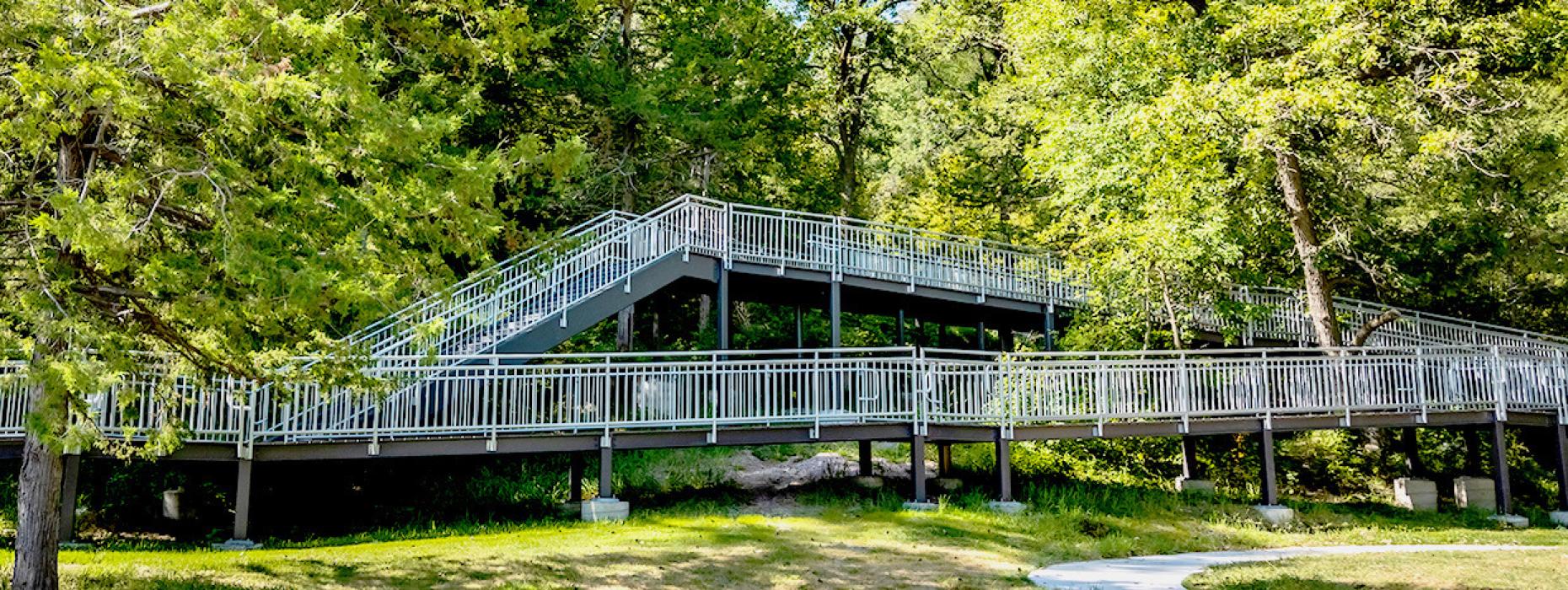 Decking at Smith Falls State Park has observation platforms to rest, or enjoy the scenic beauty of the area. The walkways also have ramps for easy accessibility for anyone - it’s a nice way to walk through a forest, over a river, to see the iconic waterfall. Photos by Laura Vroman