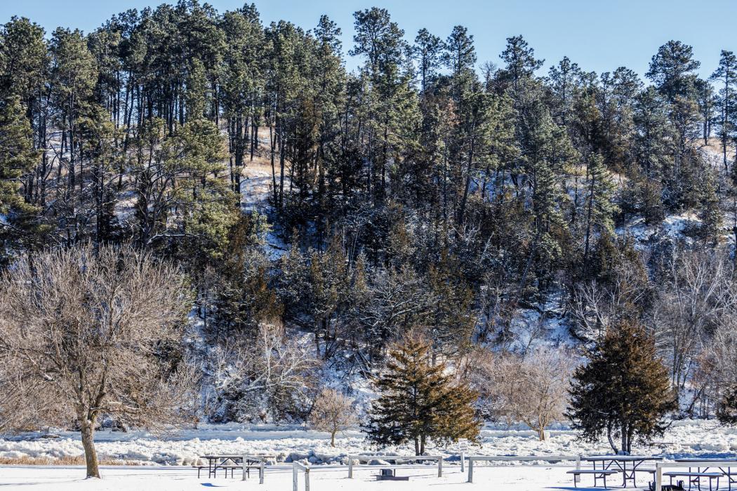 Two record breaking cold temperatures were recorded at Miller Field, in Valentine. The cold temperatures led to an ice jam breakaway at Smith Falls State Park, blocking the roads. The Nebraska Game and Parks closed access to the falls via Verdigre Bridge, until further notice. You can barely see a picnic table at the far right, obscured by the piled ice chunks. Photos by Laura Vroman