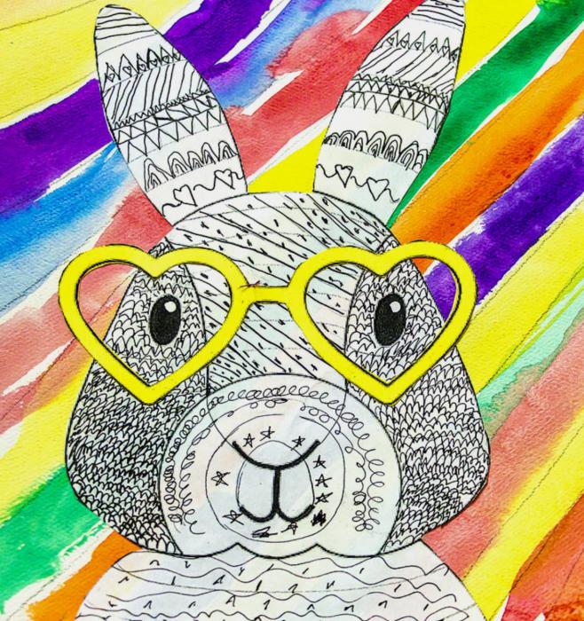 A colorful, fun bunny in keeping with the season of Easter!