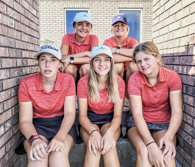 The Lady Badger Golf team traveled to McCook where they played in Southwest Conference. Pictured are back row, L to R: Mekallyn Bancroft, Jaycie Cox. Front row, L to R: Kaylee Hanson, Kaetryn Bancroft, and Jojo Jordan.