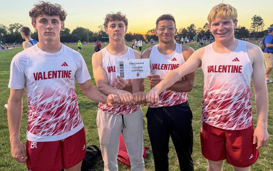 Above, the 4x100 Meter Relay team qualified Dominic Beebout, Trystan Beebout, Jekhi Williams, and Isaac Utecht. Dominic Beebout also qualified in the 100 Meter Dash, Long Jump, and Triple Jump Trystan Beebout also qualified in the Long Jump. Photos by Danielle Arganbright