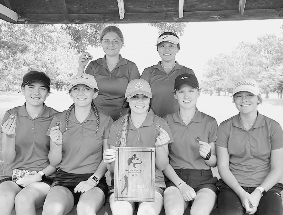 Pictured are back row, JV: Maddy Pilakowski, and Kaylee Wenig. Front row, varsity, L to R: Mekallyn Bancroft, Kaetryn Bancroft, Nicole Williams, Becca McGinley, and Jaycie Cox.