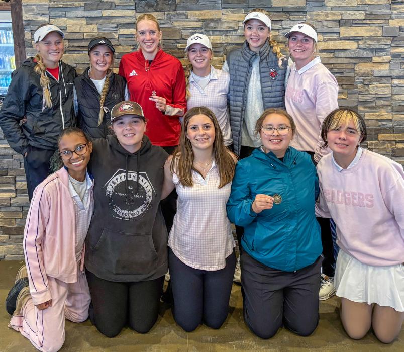 Pictured are back row, L to R: Joni Cox, Kassie Hanson, Rylee Wackler, Tierney Miller, Leah Osnes and Ali Weller. Front row, L to R: Jade Gunion, Kelsey Birch, Emi Ward, Brooklyn Coyle and Ara’Vani Johnson.