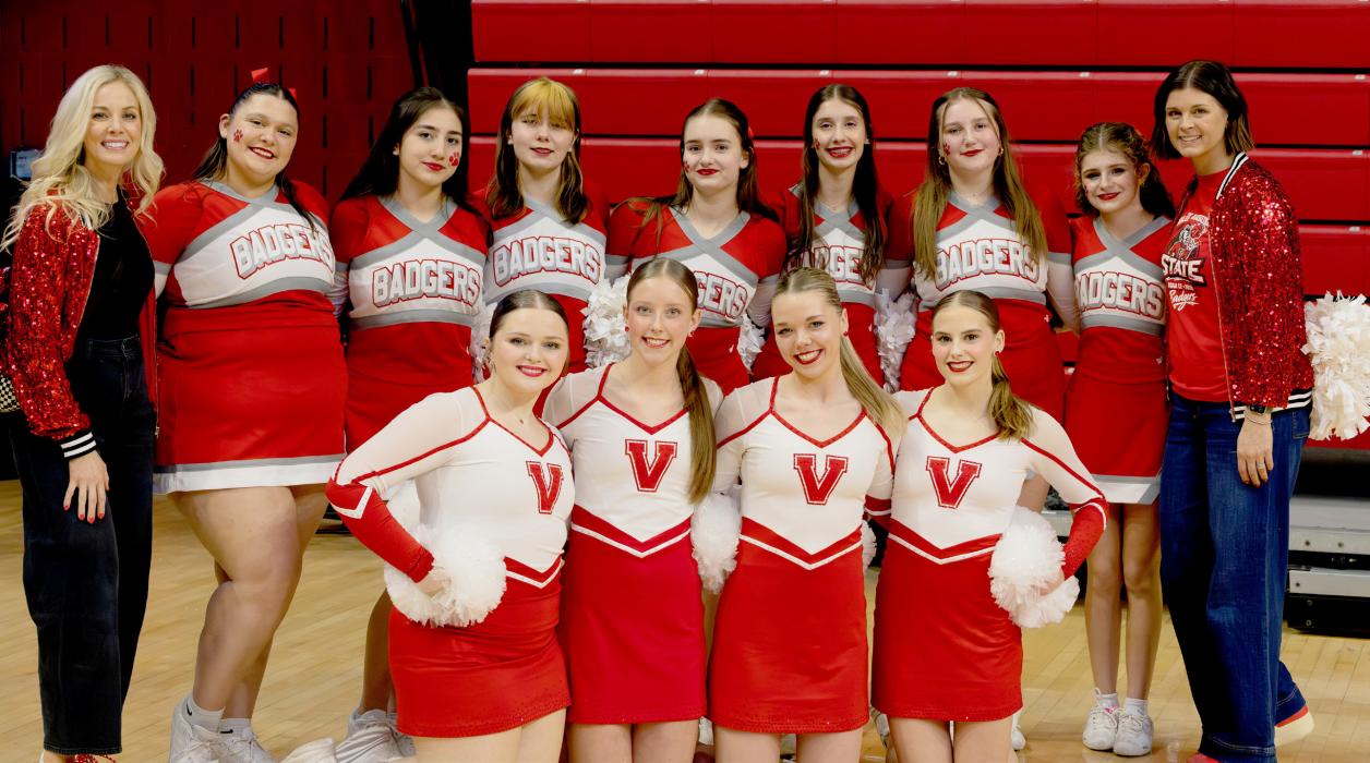 Valentine Cheer and Dance Team Back row left to right: Dance Coach Amy Arganbright, Cheer Members Sari LaDeaux, Isabella Johnson, Ara’Vani Johnson, Wakely Sargent, Taylie Fletcher, Mali Morrison, Reegan Eggert, Cheer Coach Danielle Arganbright Front Row left to right: Dance Members Katelyn Bitner, Tylee Tinant, Haddie Mundorf, Danika Janssen