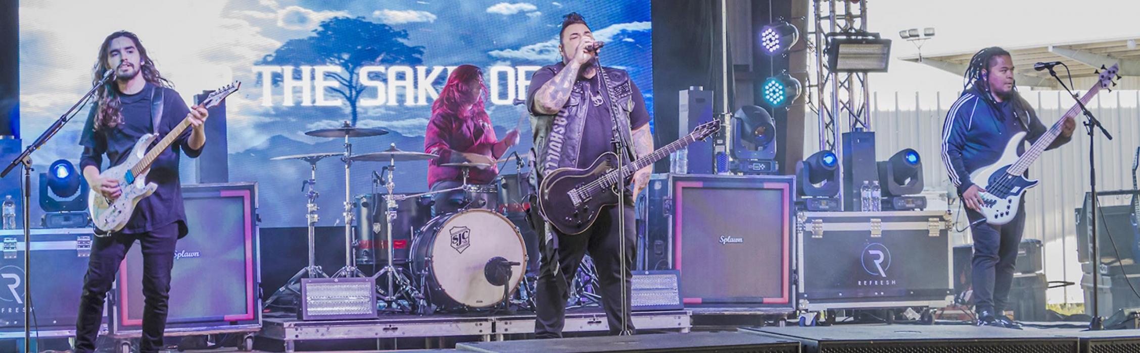 Pictured are from L to R: Weston Evans on electric guitar, Blase Rojas on drums, Joseph Rojas lead singer, and Ken Reed on bass. Photos by Laura Vroman