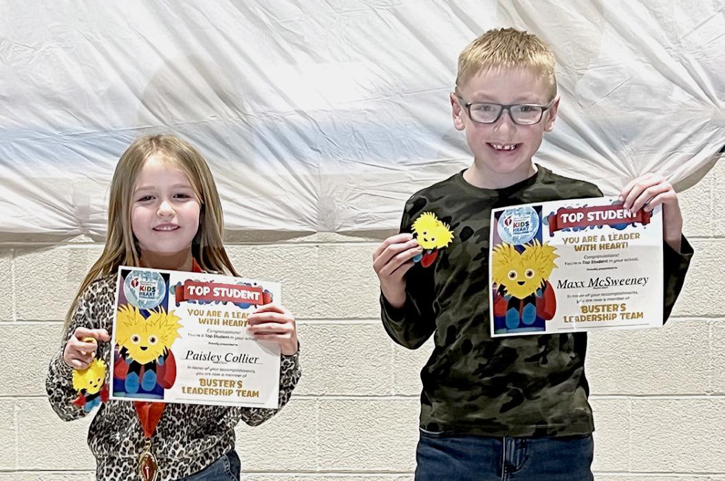 Paisley Collier and Maxx McSweeney were top earners for the school, and are pictured above. Not pictured was Keenan Preitaur, another top earner.