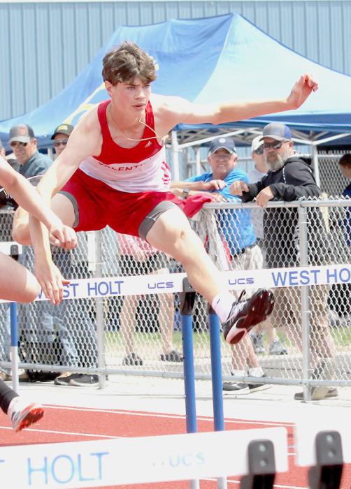 Here Isaac Cronin participates in the 110 Meter Hurdles - however, he qualified for NSAA State in High Jump.
