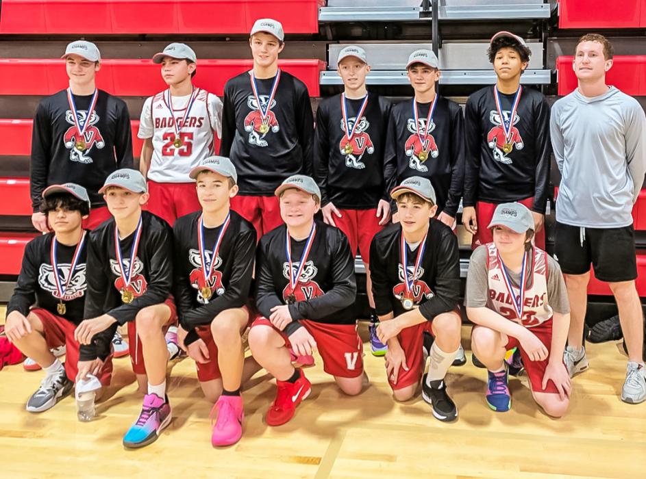 The team is pictured, back row, L to R: Mason Hamilton, Andrew Red Bird, Connor Lurz, Wade Daugherty, Eli Huddle, Royal Foote, Coach Brooks Coleman Front row, L to R: Isaac Mora Lira, Banks Beebout, Ty Benson, Harrison Bargen, Tilden Foster, Dustin Hankins.