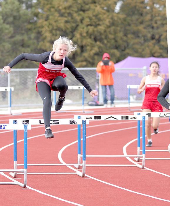 Christen Larson set a personal record in the 300 Meter Hurdles of 55.44.