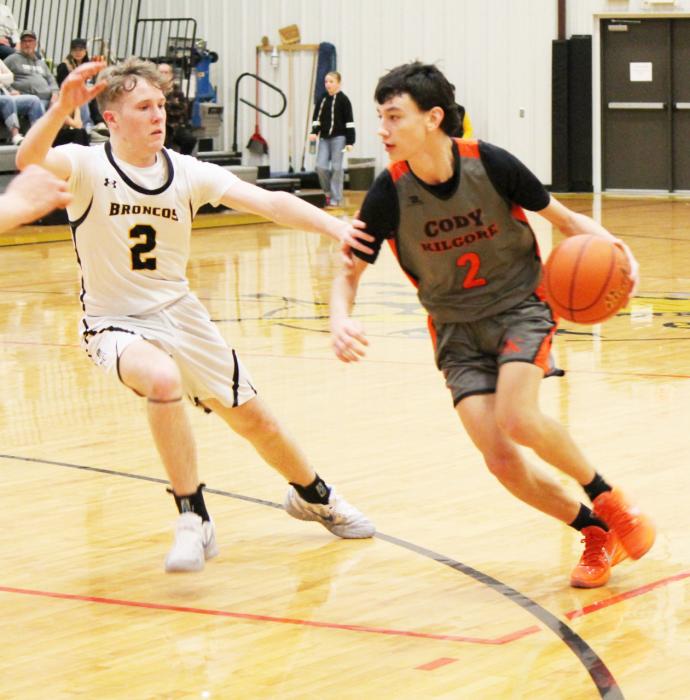 CK sophomore Teagen Fish #2 on the dribble in action during the D2-12 subdistrict final against Mullen.