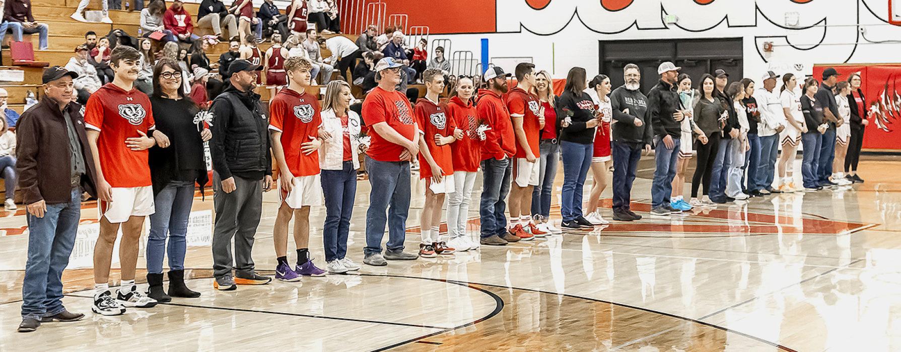 Between the girls and boys games, parents were brought out to the court for the senior’s Parents Night! Thank you for all you do for your students!