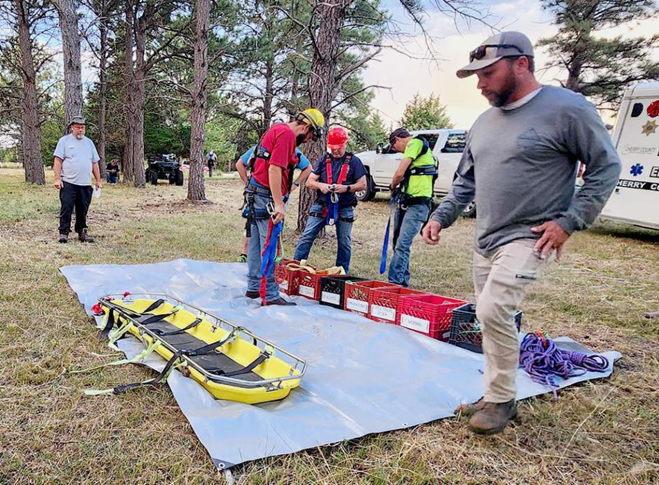 The Valentine EMS Squad and Valentine Fire Department worked together on rope training, September 19, 2023. More photos are on page 11. Photo by Billie Brockley