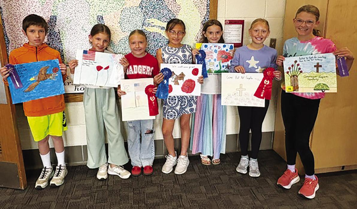 Winners at Valentine Elementary School are pictured from L to R - People’s Choice Class 1 Brant Steffes, 3rd Class 1 Vivian Carr, 2nd Class 1 Hadlee Hemenway, 1st Class 1 Adalyne Valen, 1st Class 2 Kasidy Cox, 2nd Class 2 Lily Stec, People’s Choice Class 2 Cora Kluender. Not pictured 3rd Class 2 Brynn Hoefs.