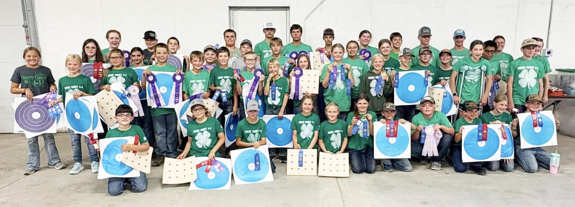 Cherry County 4-H Youth who competed in BB gun, air rifle, and archery during the second day of competition.
