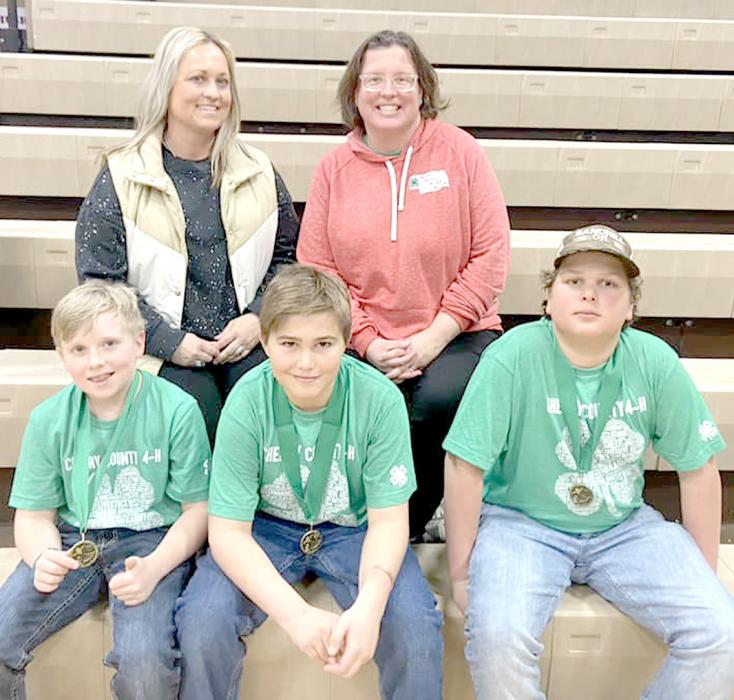 Pictured are back row L to R: Cody Kilgore School Mentor Ashley Kasner, and Coach Michelle Garwood. Front row L to R: Krosston Kasner, Will Cox, Jaeden Garwood.