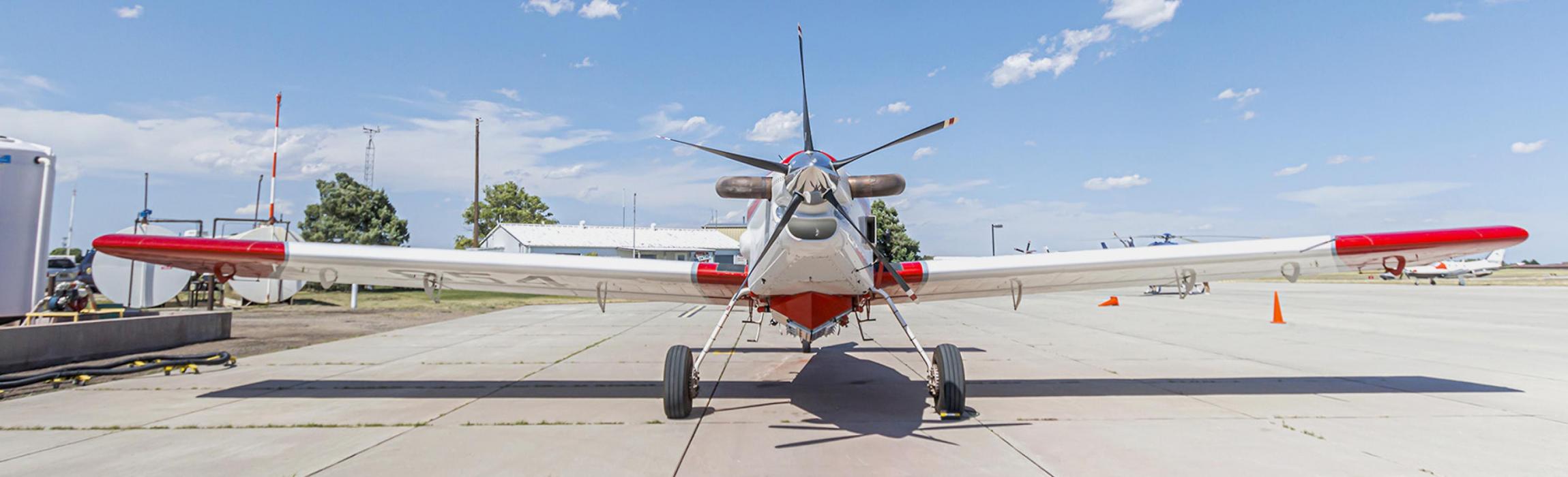 The two seater SEAT plane has been housed at Valentine’s Miller Field since the end of April. The plane can drop 800 gallons of retardant to help control the fire’s movement. SEAT Base manager Justin Nickless said it’s a coordinated effort with firefighters on the ground as to where the retardant is dropped. Photos by Laura Vroman