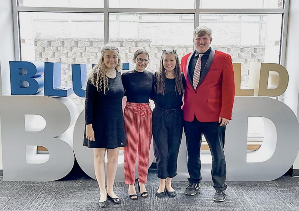 L to R: Maddy Pilakowski, Grace Kelber, Kaylee Wenig, and Steven Fullerton.