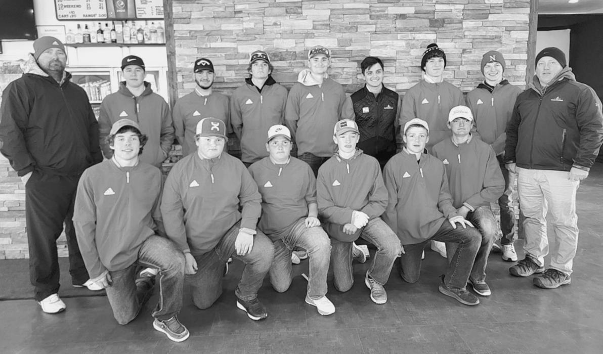 Back: Coach Larsen, Hayden Larabee, Sean Springer, Cameron Jordan, Benjamin Butcher, Kane Fowler, Ryan O'Kief, Brysen Limbach, Coach Muirhead. Front: Cael Colvin, Kolton Murray, Brayden Grubham, Coby Higgins, Logan Muirhead, and Jackson Ravenscroft.