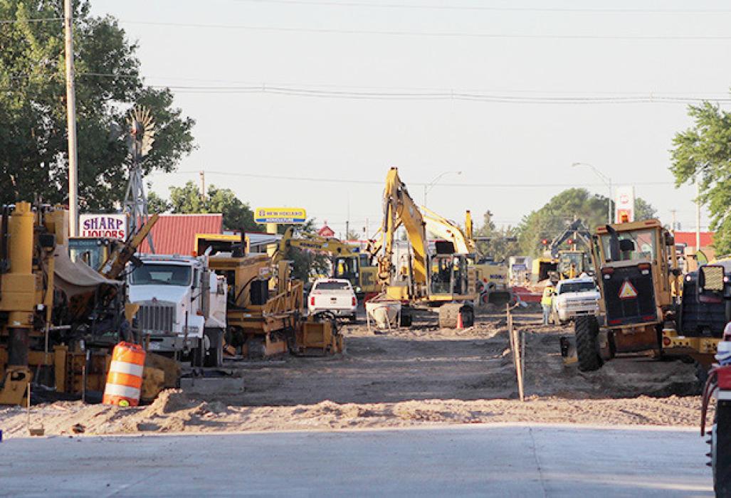 Concrete removal at the south end of Main Street.