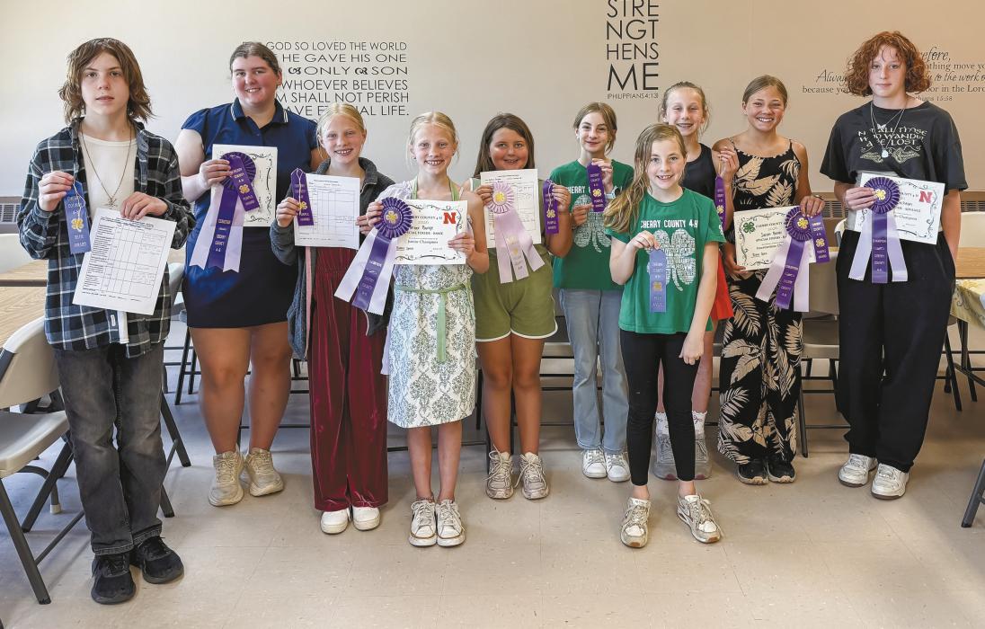 Pictured for the Special Foods Contest are Tyson Cochran, Jenalee Garwood, Marlie Burge, Kimber Burge, Jenessa Garwood, Bristol Danielski, Kyndel Danielski, Laramie Foster, Sarah Burge, and Elyse Cochran.