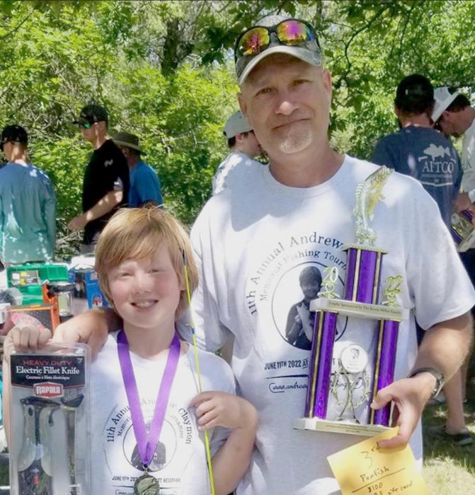 Sam and Jay Osburn who placed third in the total panfish weight category.