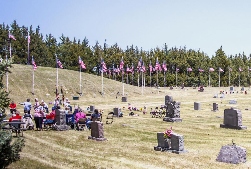 Mount Hope Cemetery in Wood Lake has a beautiful parade of flags that line the perimiter. Harold Low shared how they came to be. Photos by Laura Vroman