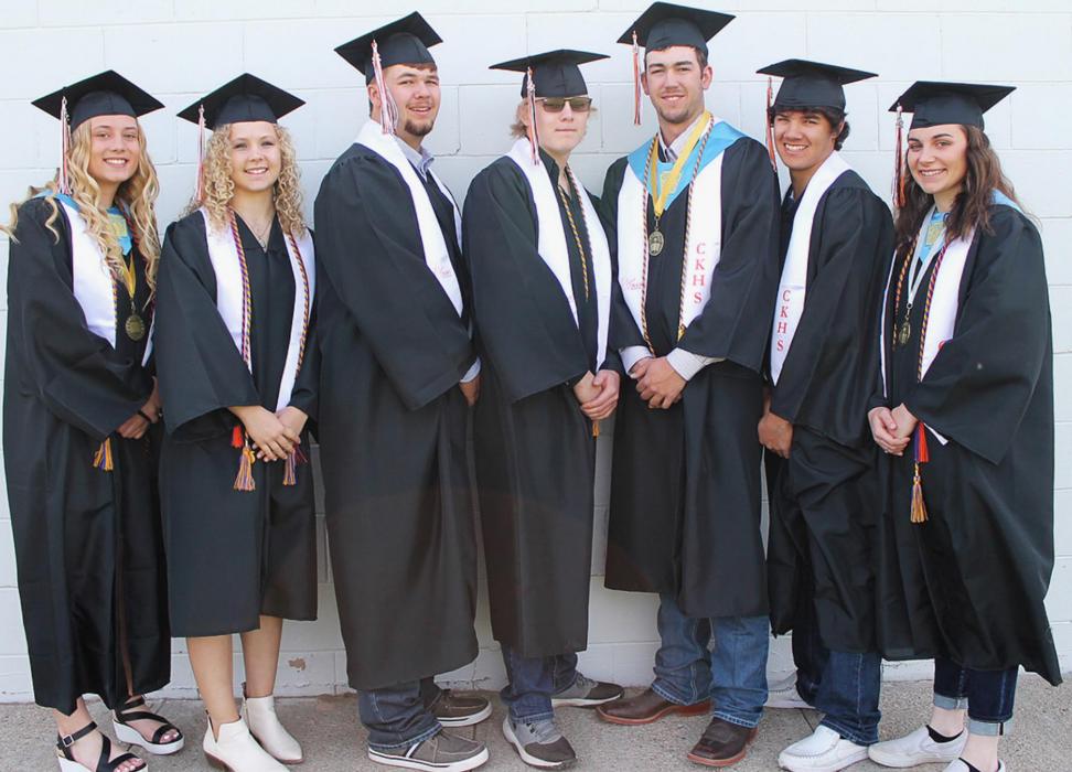 The Cody-Kilgore Class of 2022 are pictured from L to R: Annalize Busenitz, Colby Cady, Tucker Ravenscroft, Cactus Millar, Gage Davis, Peyton Sterkel, Riley Jones. Congratulations to the Cody-Kilgore Class of 2022! Photos by Ms. Richie