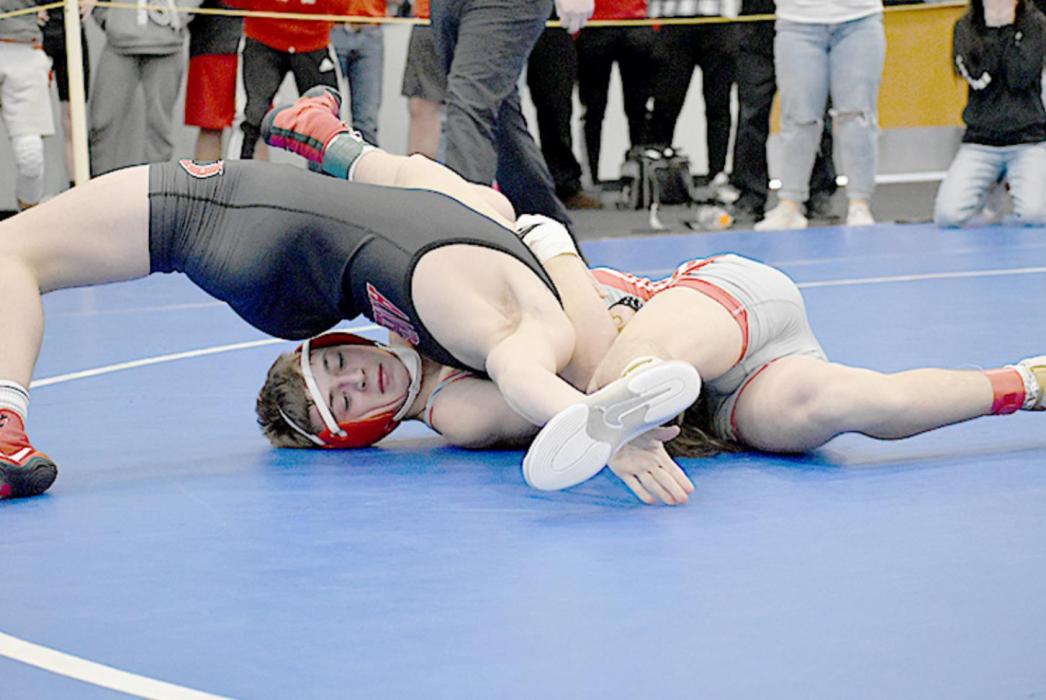 Gavin Sandoz wrestled at 132# and earned first place. He will be headed to state.