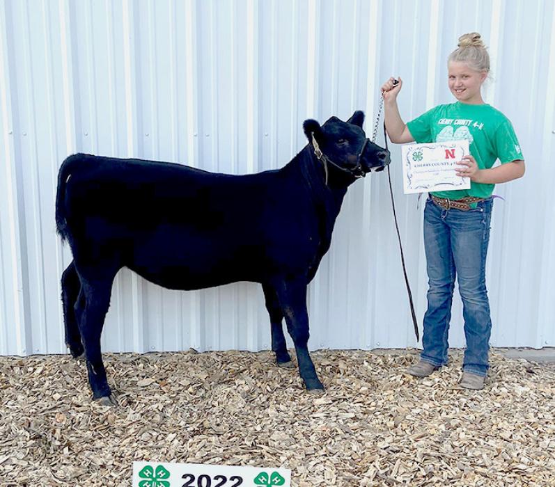 Champion Breeding Heifer Calf and Champion Sandhills Production Calf, Adalin Wickman.