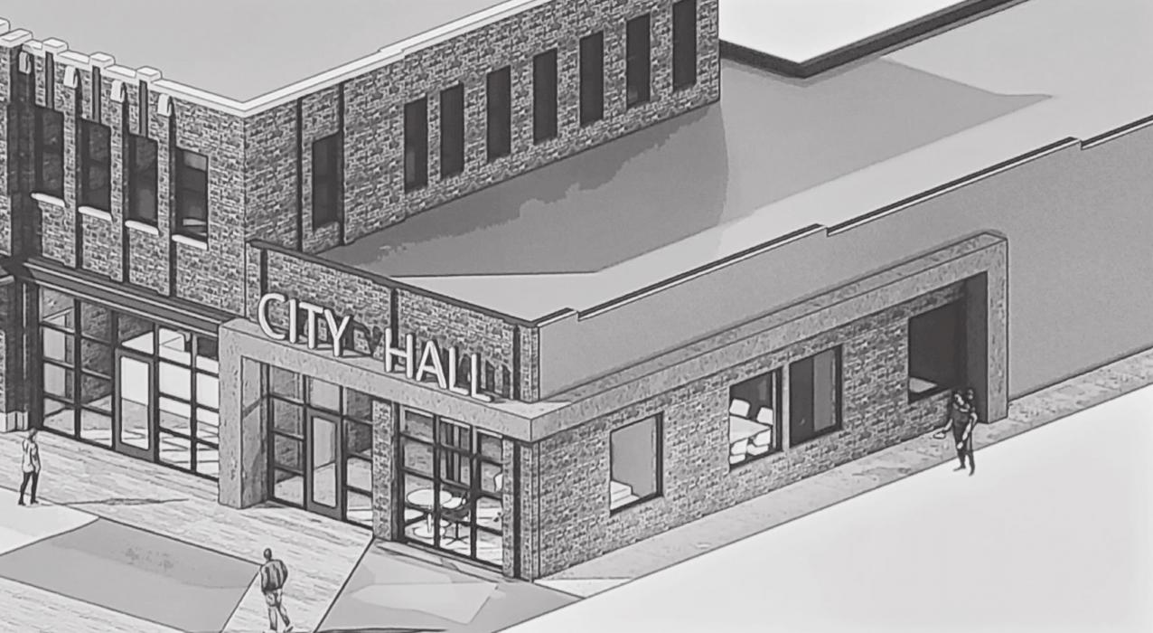 Discussion and suggestions were made to Goodlife Architecture on the City Hall design concepts to refine the courtyard to work well with the NDOT streetscape project. One suggestion on the north side of what was once the old fire hall, was to have the windows on the bottom portion to look like the ones on the top of the City Hall portion. Also discussed was the lettering over the City Government doorway to be centered with a heart possibly over the customer entrance to the south.