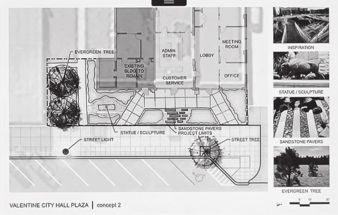 The Council preferred this look, which is less refined and would have pine trees to the south, a statute or sculpture and native vegetation.