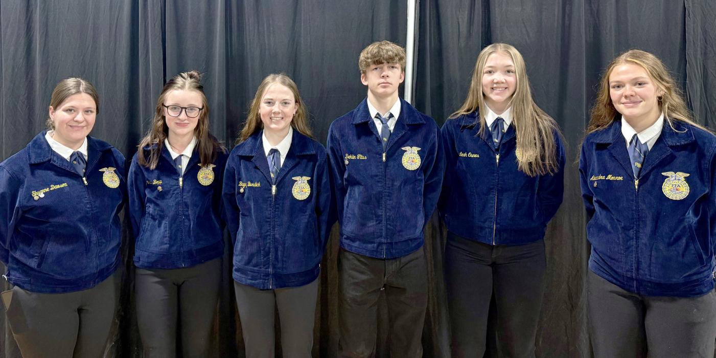 Livestock Management Team from L to R: Shyanne Dawson, Mady Bopp, Bayley Burdick, Deklin Titus, Leah Osnes, Alex Monroe.