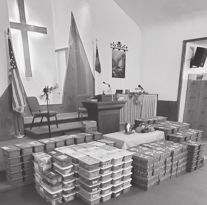 Samaritan Purse boxes are in on display in the front of the First Baptist Church in Valentine. The church is a drop off for other churches as well as individuals who participate in gift giving for under served areas, primarily overseas.