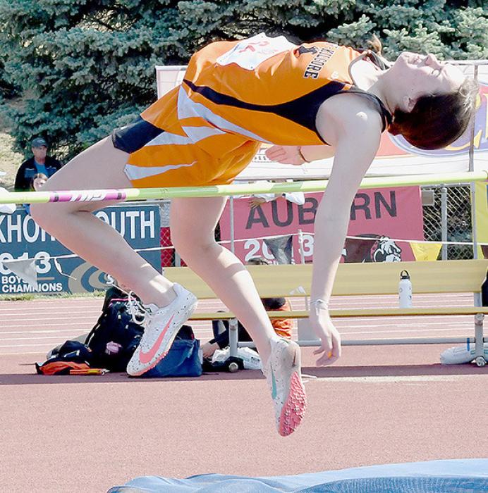 Aubree Johnson cleared 4’ 10” in the Class D Girls High Jump and brought home a sixth place medal.