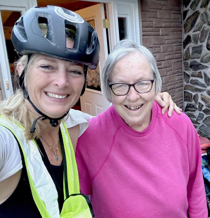 Suzy Williamson is pictured with host Lucille Schneider of Cody.