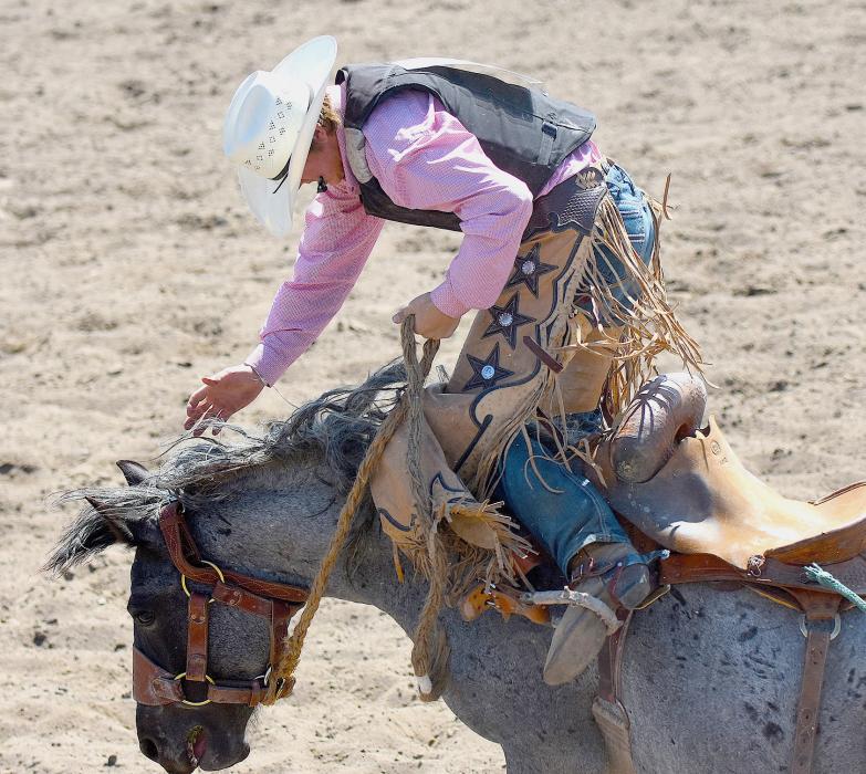 Laken Krogman in Saddle Bronc Riding.