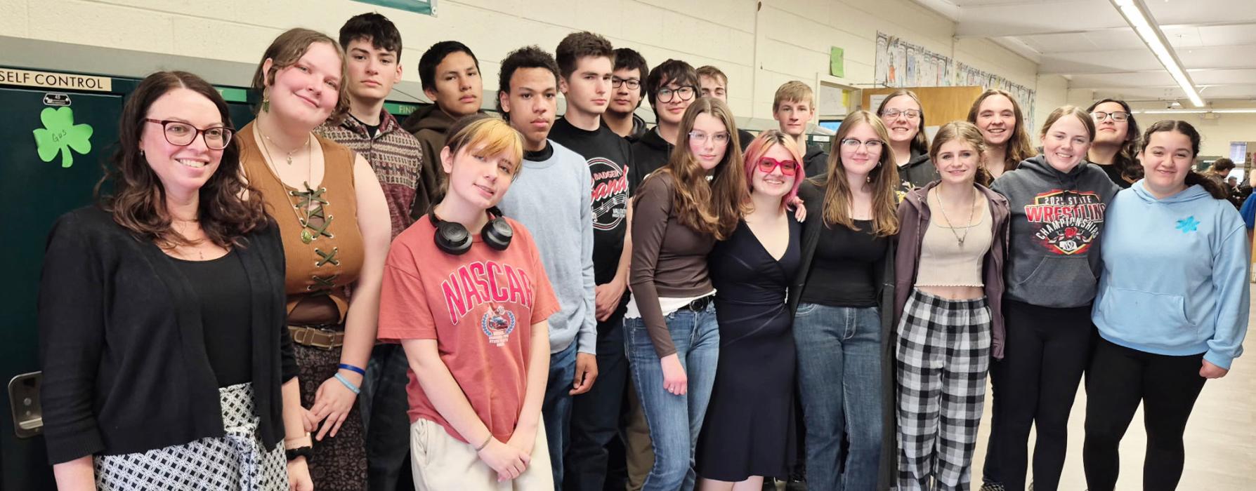 Band students are pictured back row, L to R: Bethany Springer - teacher, Hope Woodraska, Allen Ward, Noah Wade, Landen Mooney, Todd Dillon, Roman Dillon, Trevor Burdick, Burke Rhodes, Kelsey Birch, Camilla Brown, Dennessa Red Elk. Front row, L to R: Ara’Vanni Johnson, Kaleb Ohlmann, Maren Cronin, Lilybet Rolfe, Praise Maunu, Reegan Eggert, Bayley Burdick, Lilyan Kornely. Not pictured: RJ Dean and Braydon Musolf.