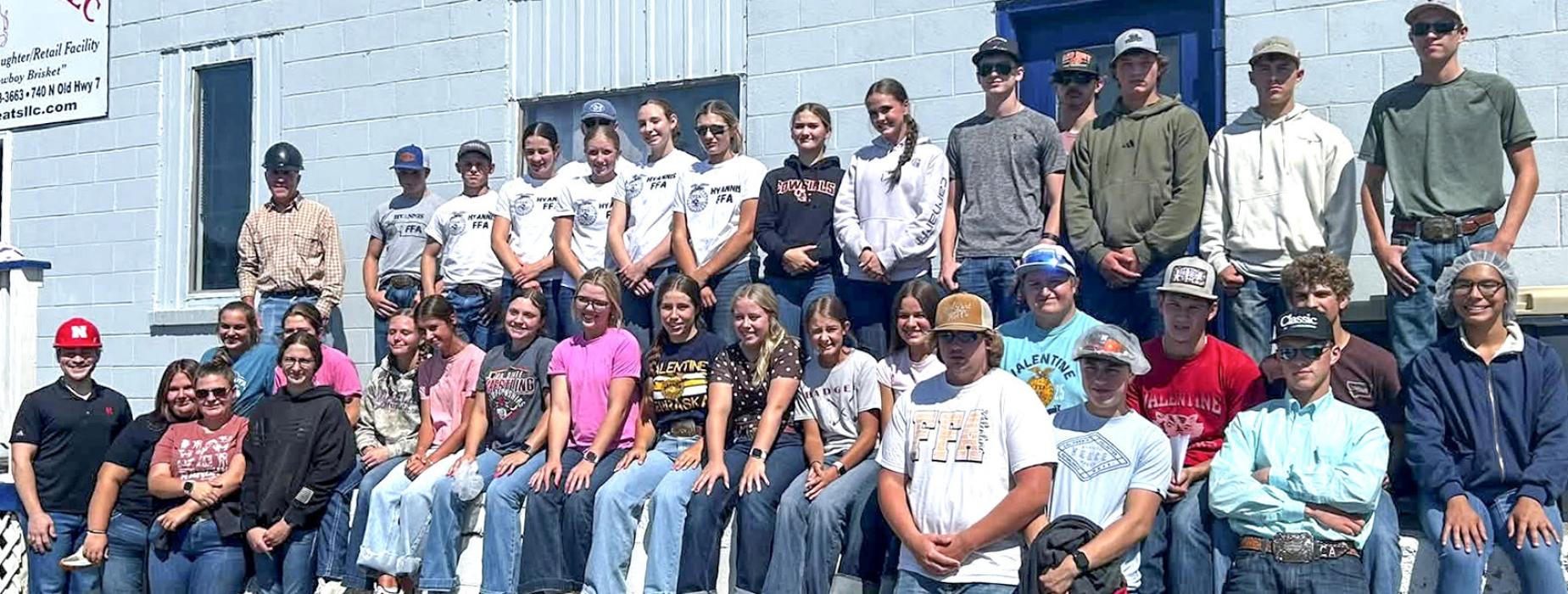Students outside Husker Meats, where they learned first hand about the meat processing industry.