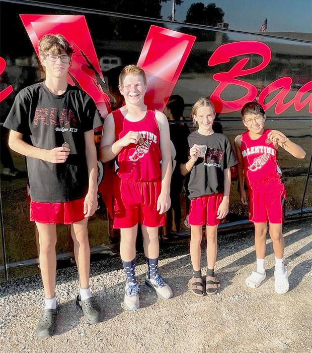 Medal winners are pictured from L to R: Isaac Cronin, Issac Utecht, Paige Sprenger, and Tanner Two Strike.