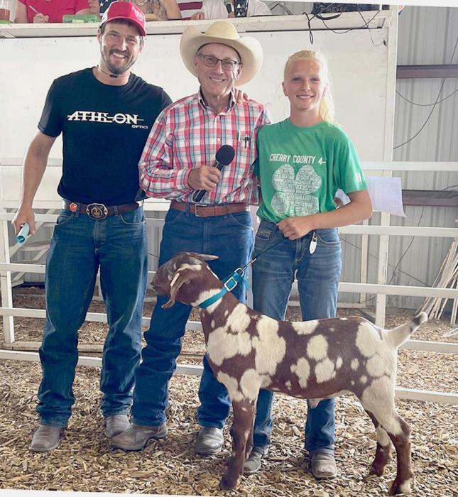 ReserveChampionMarketGoatownedbyChristenLarson-Malard, purchased by Valentine Dental/Valentine Livestock Auction for a $1,000 premium.