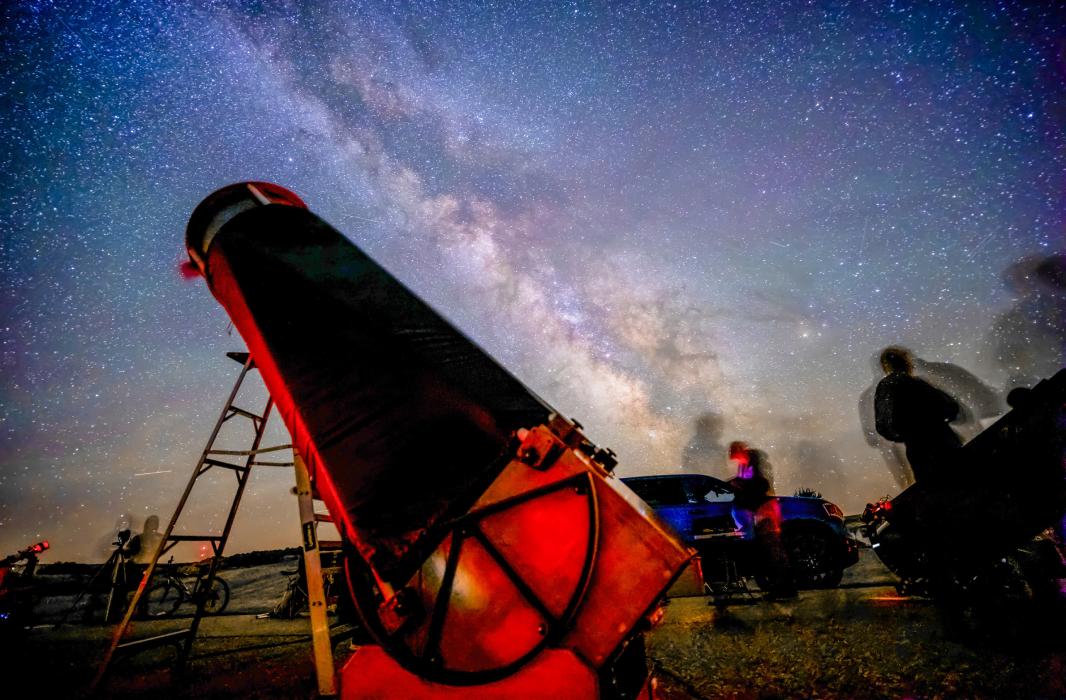 On Dob Row, everyone who attended the Public Star Night Friday, July 17, was able to gaze at deep space objects using the Dobsonian telescopes brought from the stargazers, or simply enjoy the Milky Way with their naked eyes! Photo by Brett Boiler
