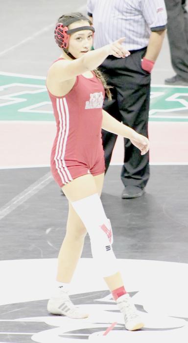 It was the first time ever for Lady Badger wrestling, when Joslyn Yarbrough and Ariana Blume wrestled at NSAA State. “On the girls side, both Ariana and Joslyn won a match, and were both right there in the matches they lost. Coaching these girls has been awesome. The effort is always there, and they are eager to learn,” said Coach Shane Allison. They are pictured at top left Joslyn Yarbrough at 100#, and at top right, Ariana Blume at 125#.